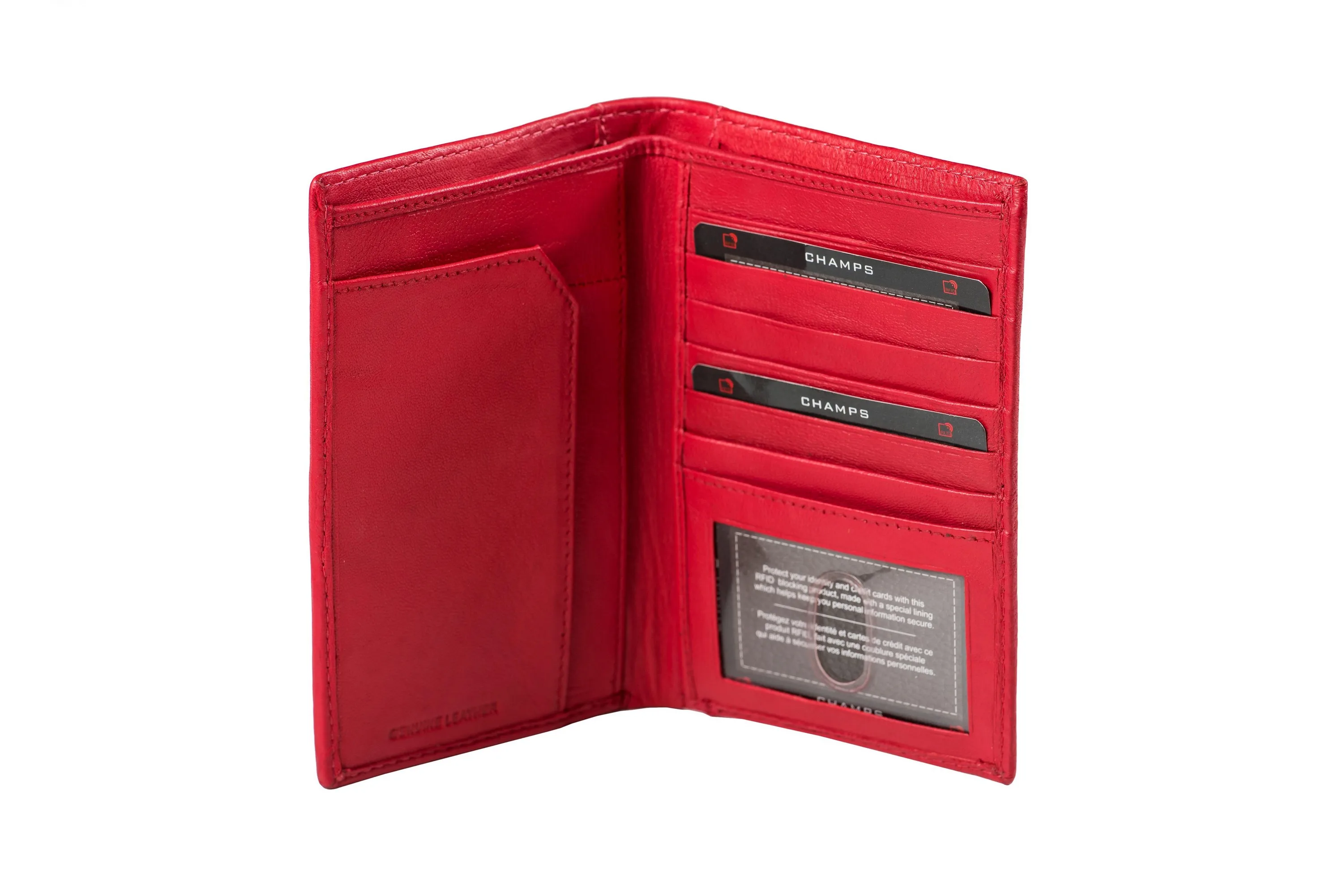 Champs Luggage Red Leather Passport Holder Size 0.5"X6"X4"