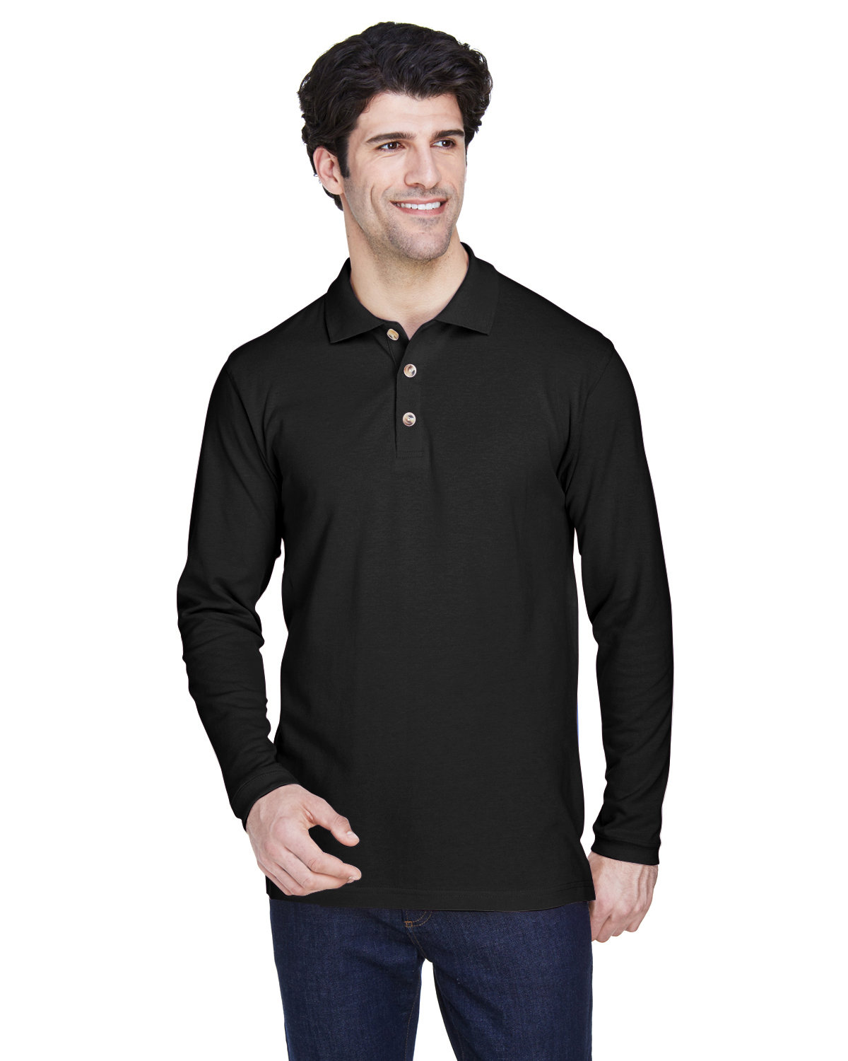 ULTRACLUB Adult Long-Sleeve Classic Piqué Polo