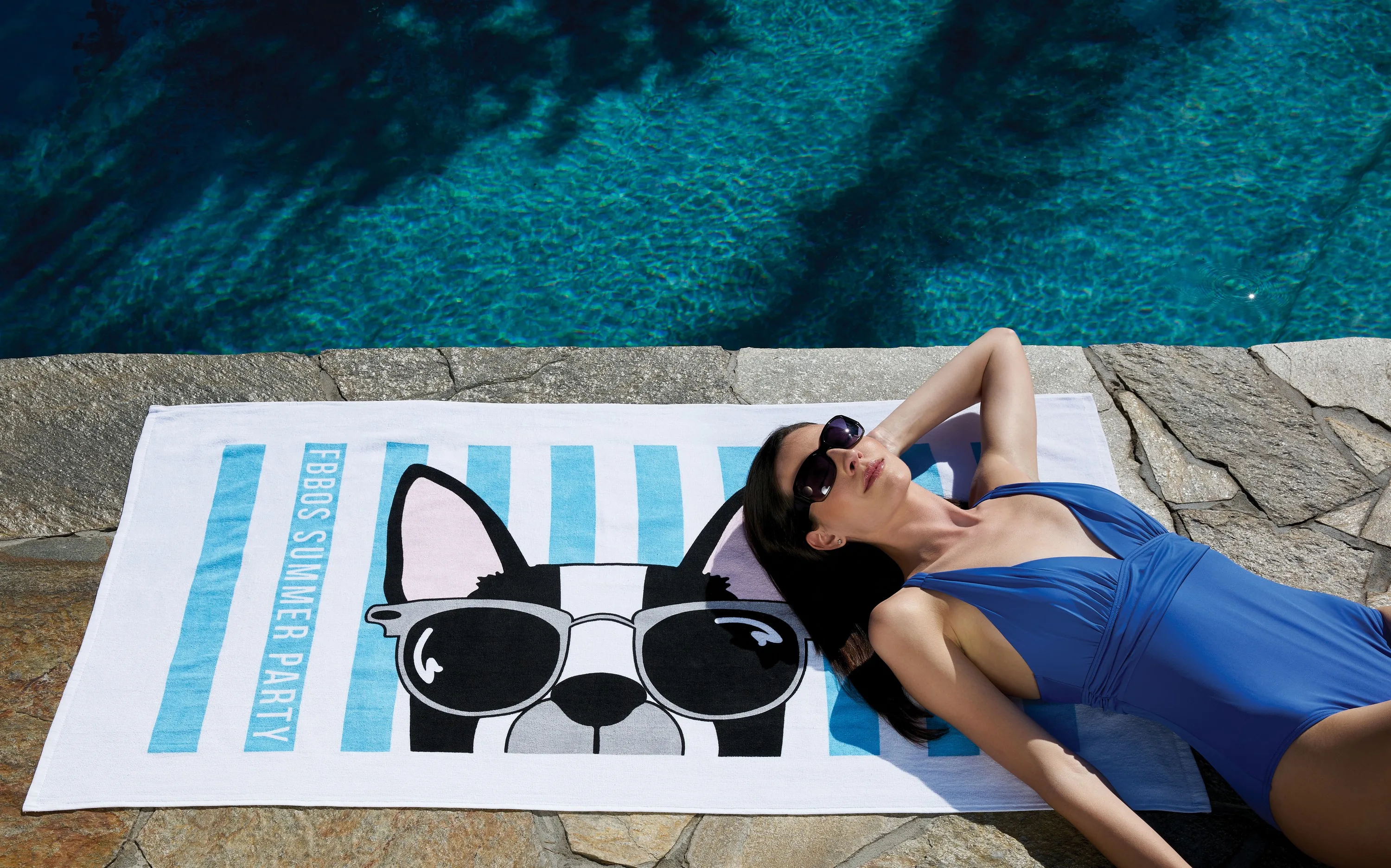 Jewel Collection White Beach Towel (Screen Print)
