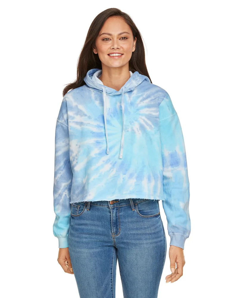 Tie-Dye Ladies' Cropped Hooded Sweatshirt view 4