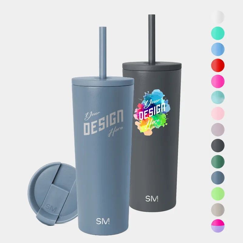 24 oz Simple Modern® Stainless Steel Double-Walled Insulated Classic Tumbler w/ Straw Lid