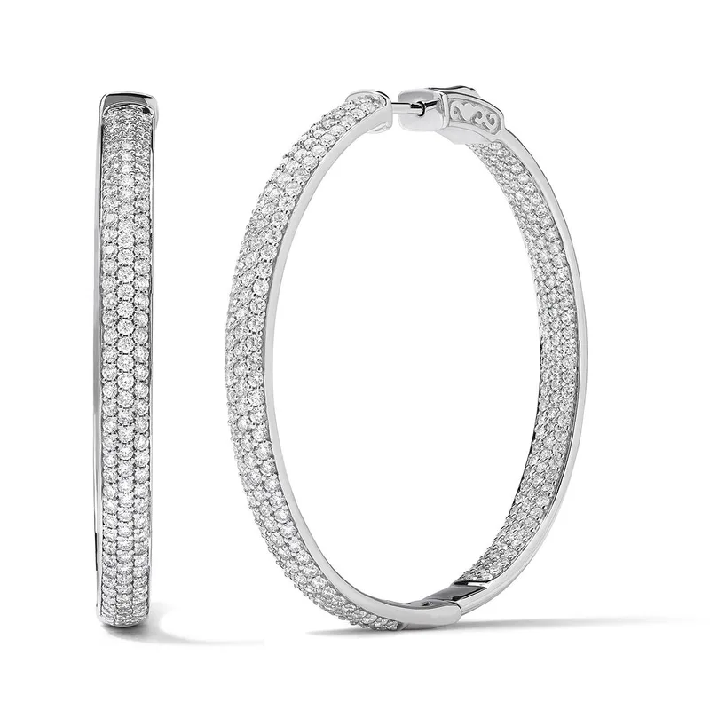 Jilco Inc Diamond Pave Hoop Earrings