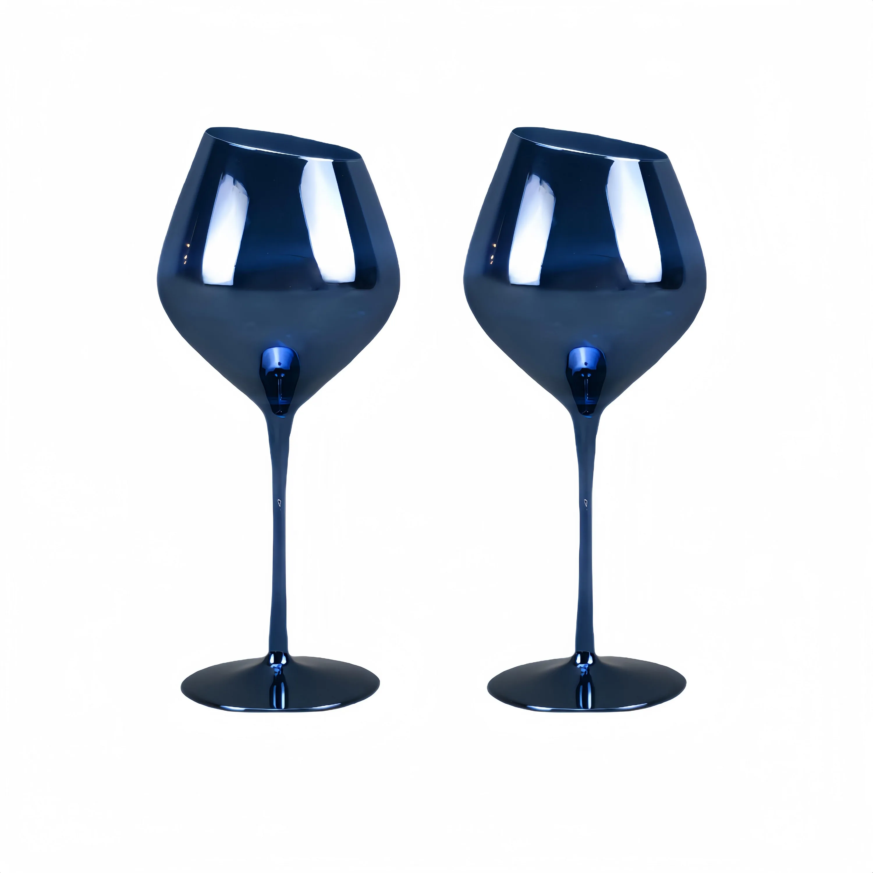 Jeanne Fitz Jeanne Fitz Slant Collection Red Wine Glasses, Set Of 2, Blue