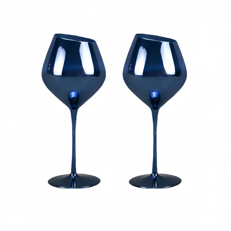 Jeanne Fitz Jeanne Fitz Slant Collection Red Wine Glasses, Set Of 2, Blue