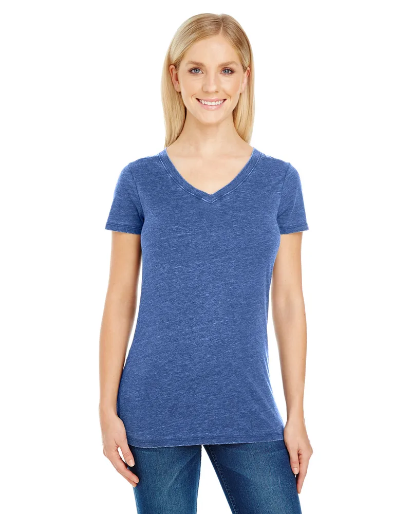 THREADFAST Ladies' Vintage Dye Short-Sleeve V-Neck T-Shirt view 3