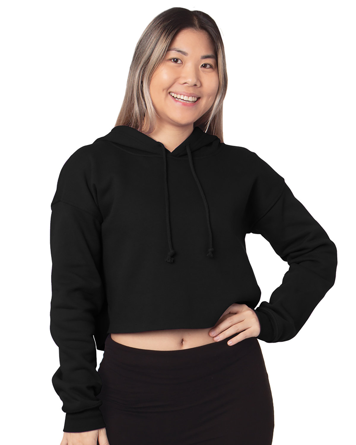 BAYSIDE Ladies' USA Made Cropped Hooded Sweatshirt
