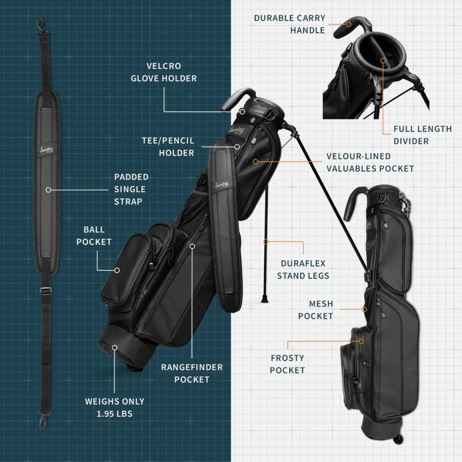 Sunday Golf® The Loma S-Class Vegan Leather Golf Bag view 4