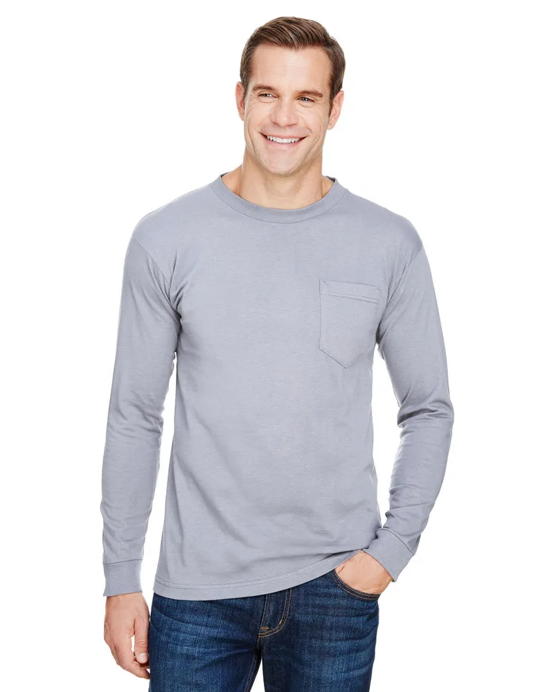 BAYSIDE Unisex USA Made Long-Sleeve Pocket T-Shirt view 6