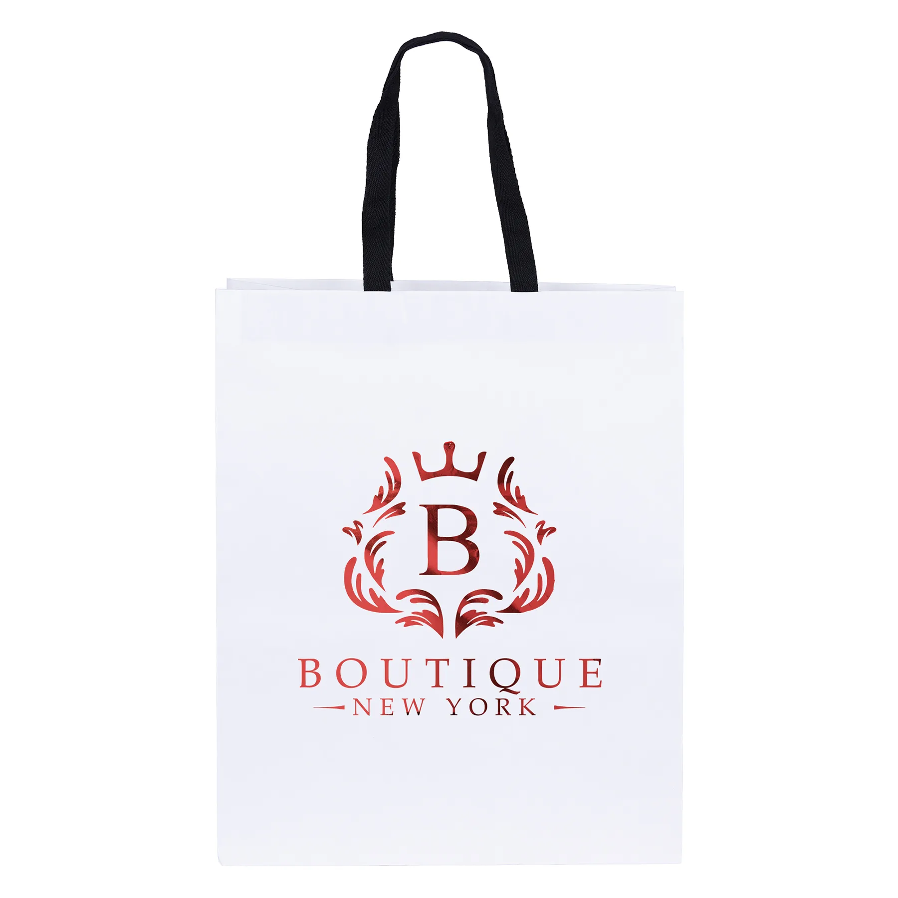 Teak - Woven Handle White Eurototes - Foil Print (13" x 6" x 16")