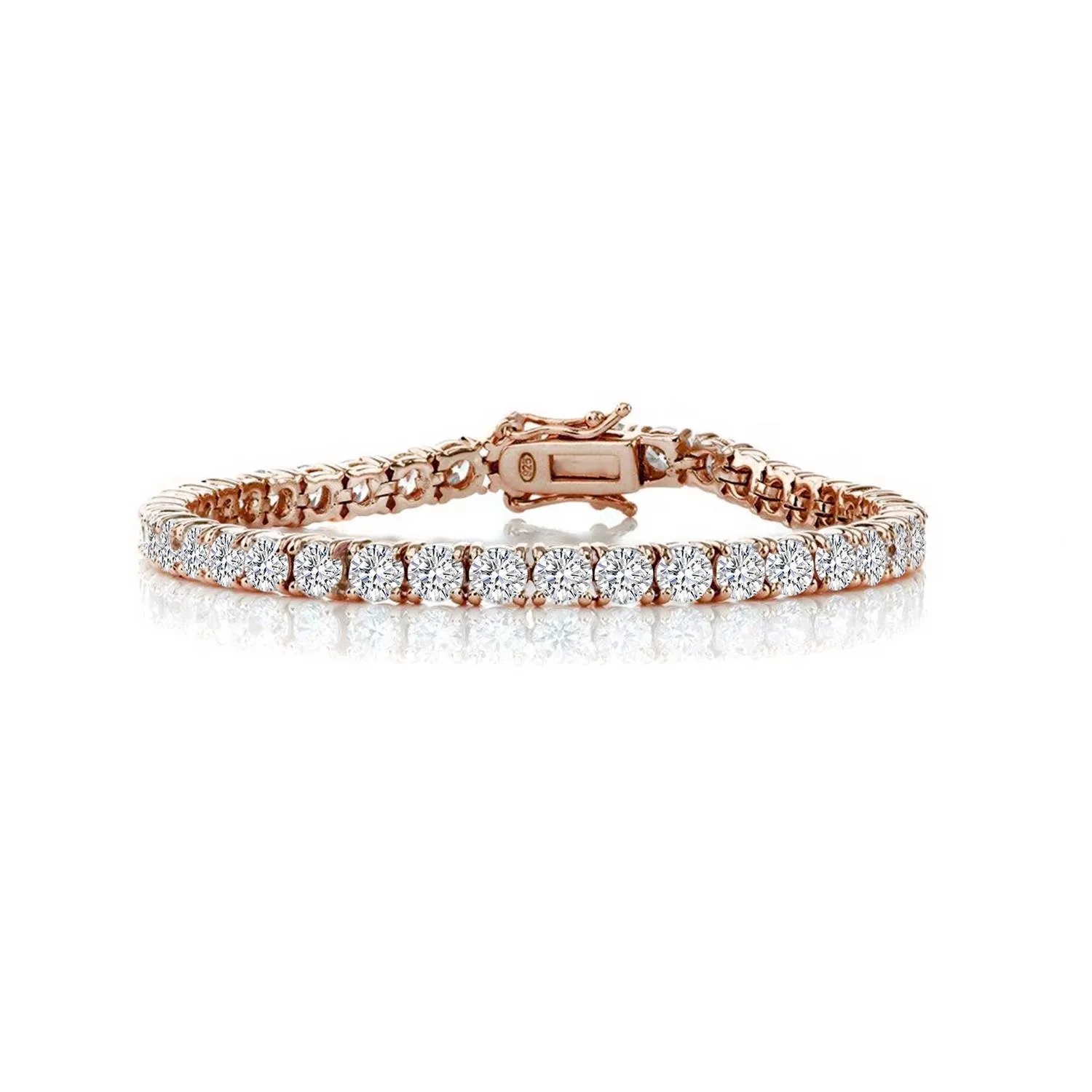 GENEVIVE Rose Gold Plated Cz Tennis Bracelet Size 7.25