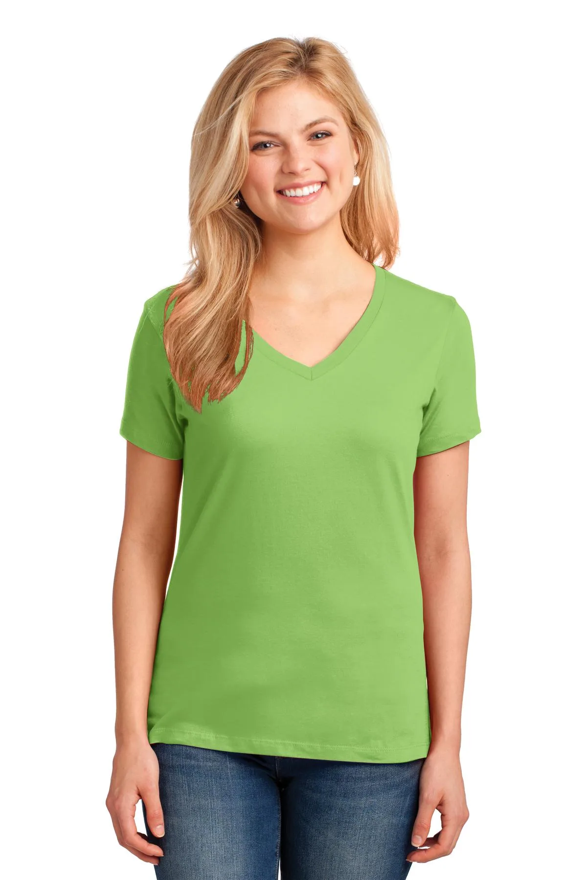 Port & Co™ Women's Core Cotton V-Neck Tee. view 5