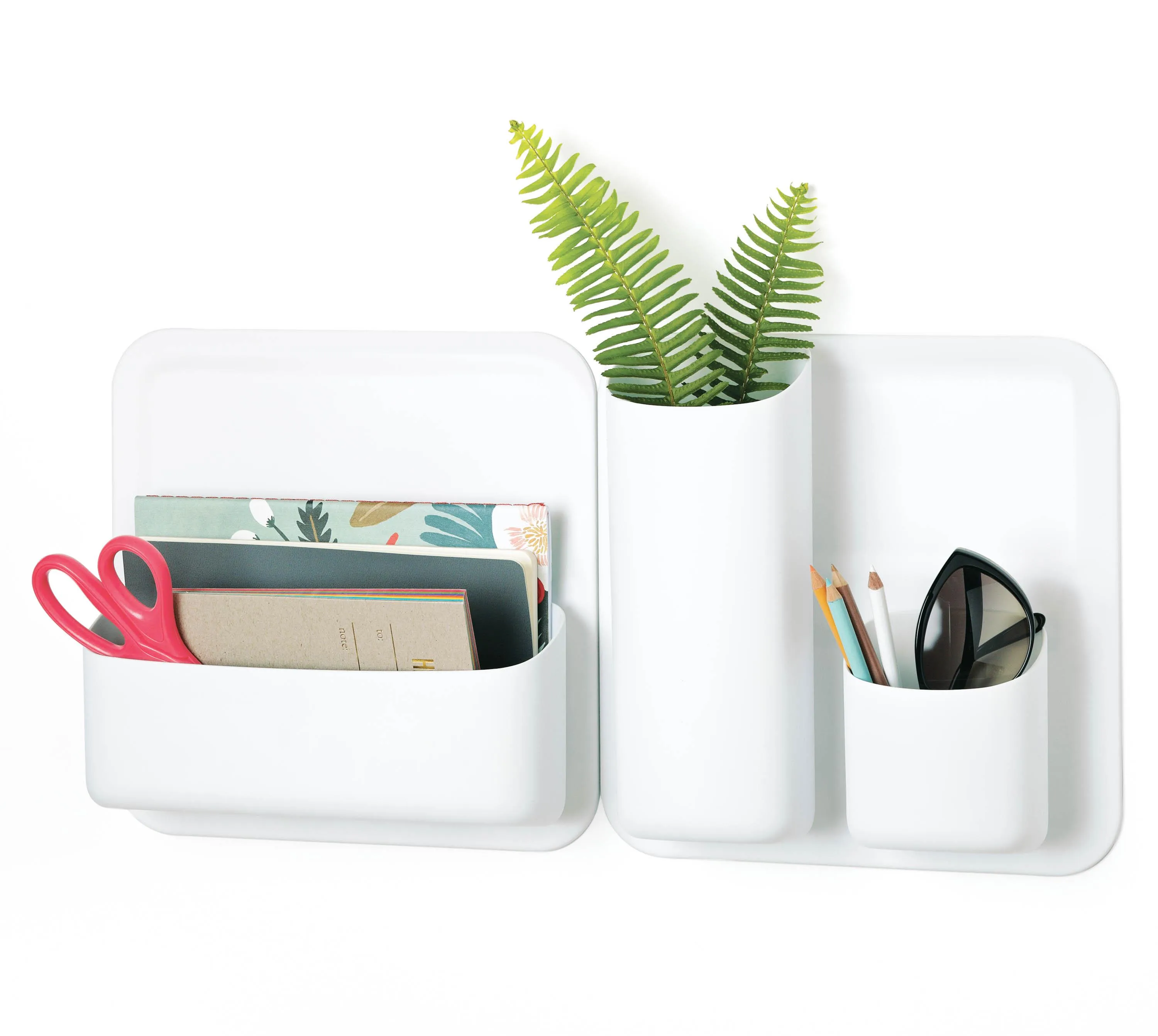 Honey-Can-Do Perch 5 Piece White Magnetic Wall Storage System