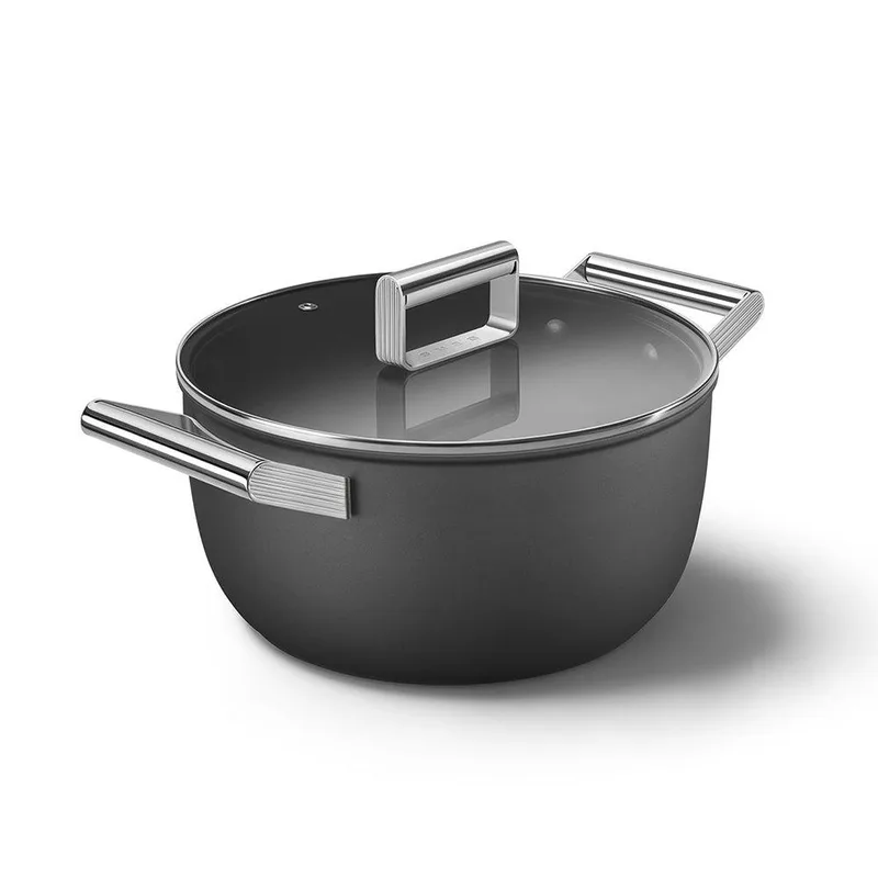 Smeg 50's Retro Style 5 Qt. Black Nonstick Casserole w/Lid