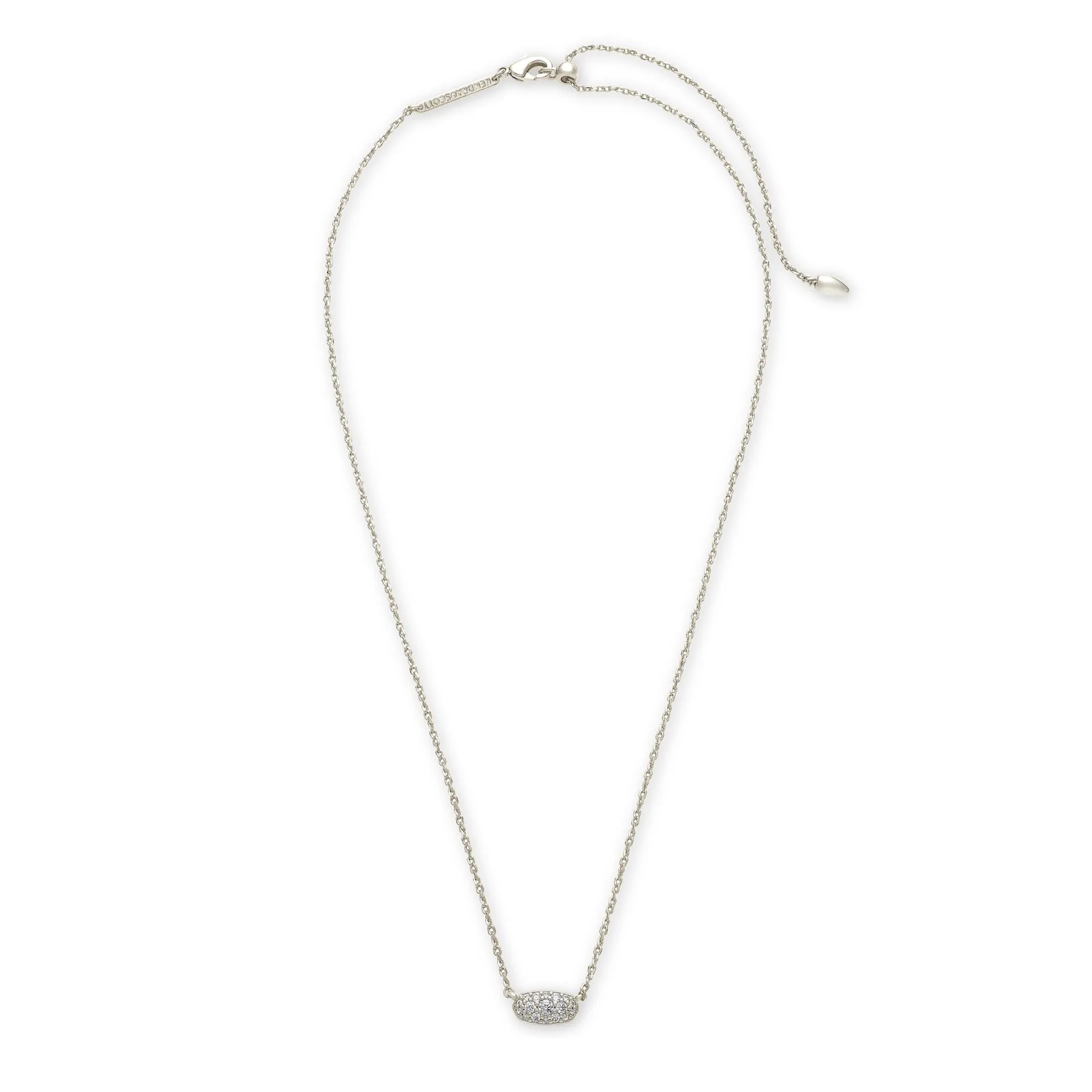 Kendra Scott Grayson Silver Pendant Necklace in White Crystal