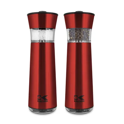Easygrind Electric Gravity Salt And Pepper Grinder Set Red