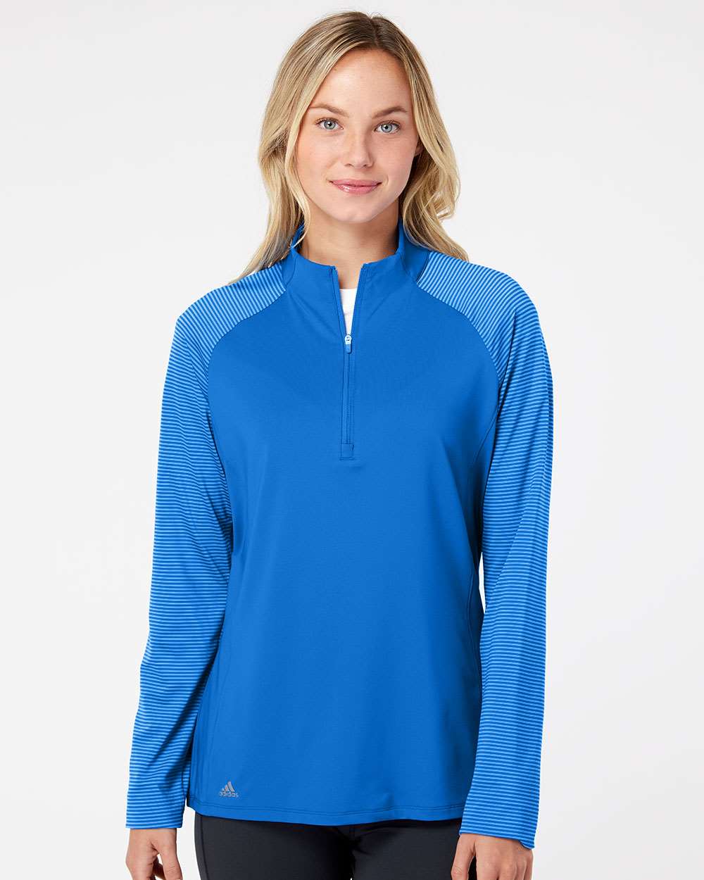 Adidas® Women's Stripe Block Quarter Zip Pullover view 2