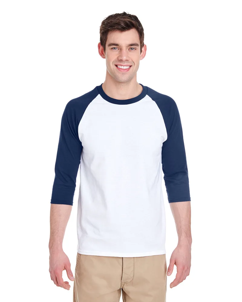 Gildan Adult Heavy Cotton™ Three-Quarter Raglan Sleeve T-Shirt view 7