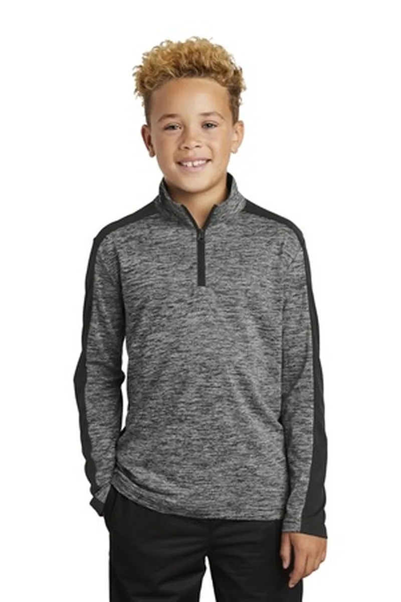 Sport-Tek ® Youth PosiCharge ® Electric Heather Colorblock 1/4-Zip Pullover.