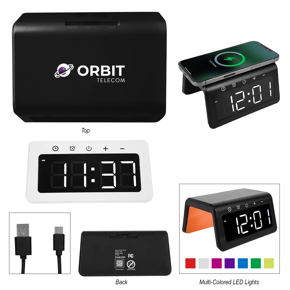 15w Light-up Wireless Charger Alarm Clock view 2
