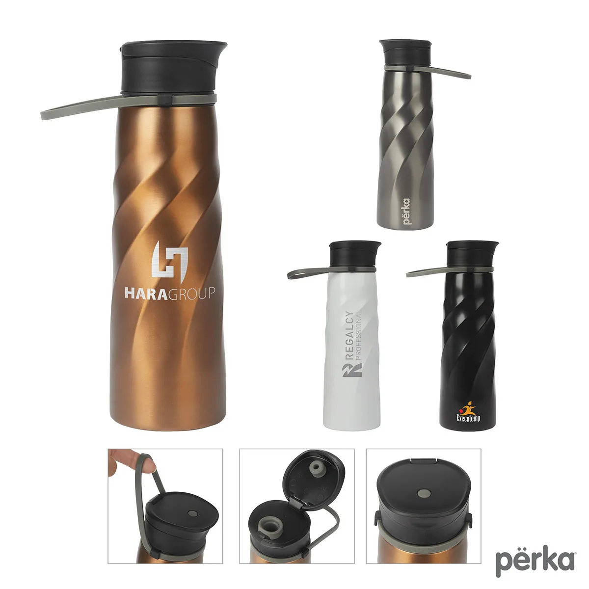 Perka Tristan 34 oz./1L Single Wall Stainless Steel Sport Bottle
