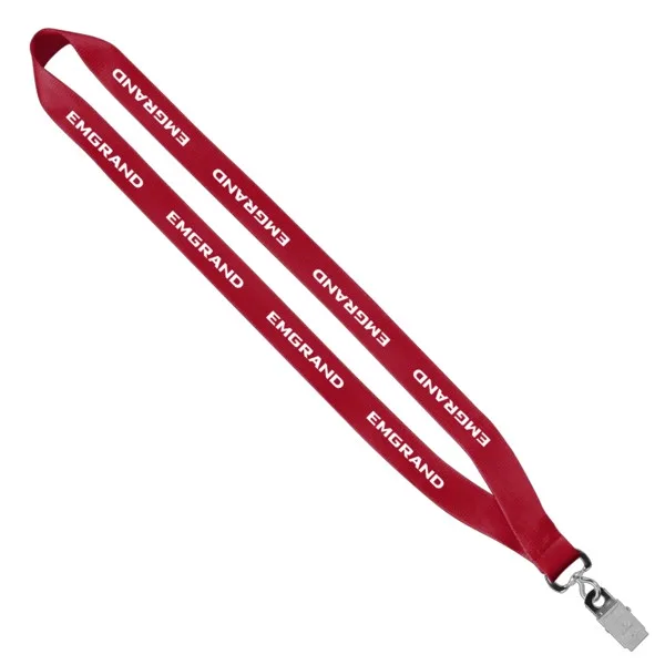 3/4" Economy Polyester Lanyard with Sewn Silver Tone Metal Bulldog Clip