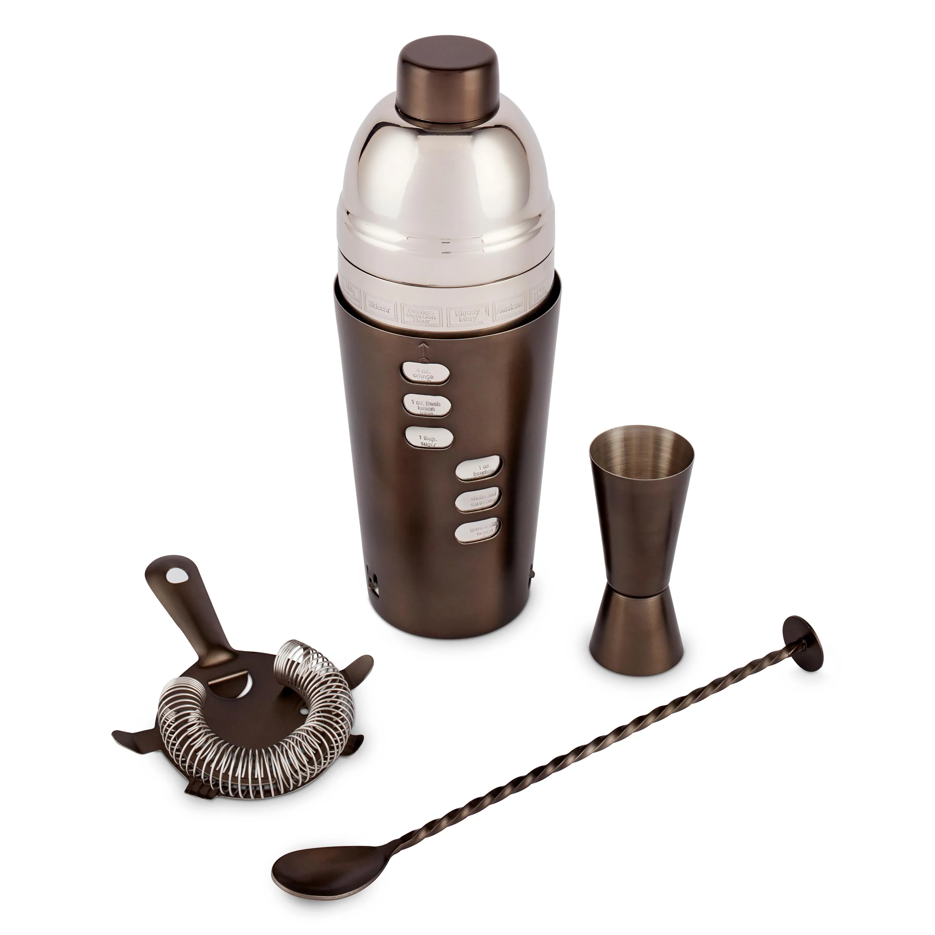 Wine Enthusiast Dial-A-Recipe Cocktail Shaker And Bar Tools Set