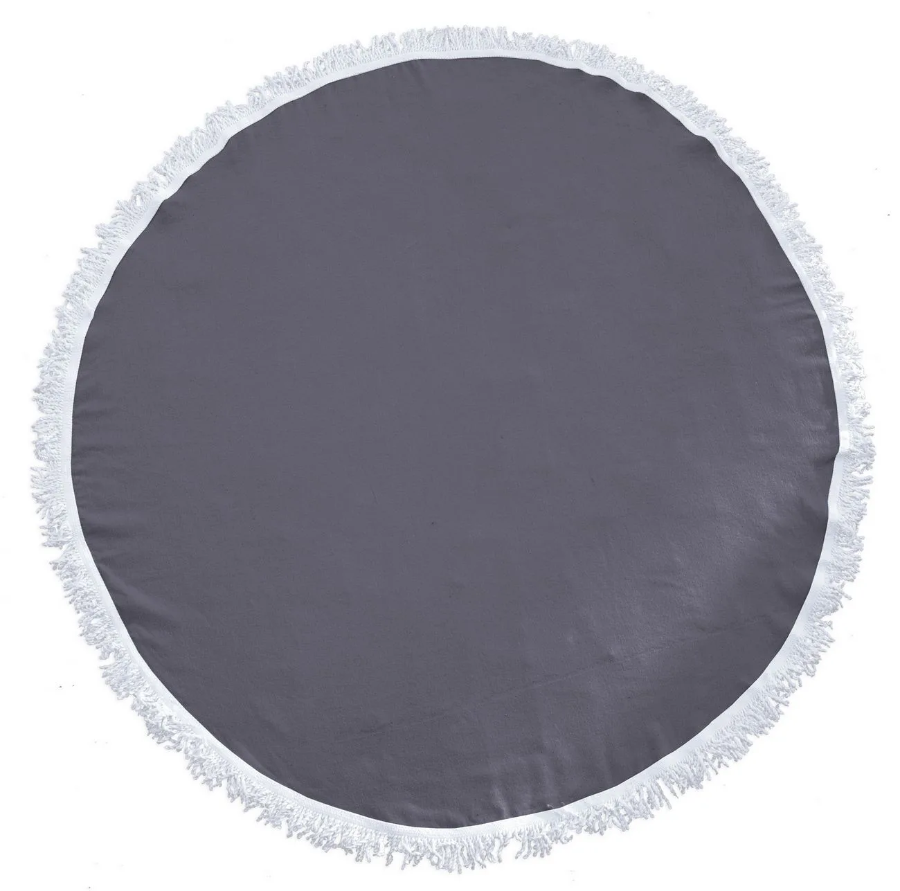 Sunnyside Fringed Round Beach Towel™ (Royal Blue, Gray) view 2