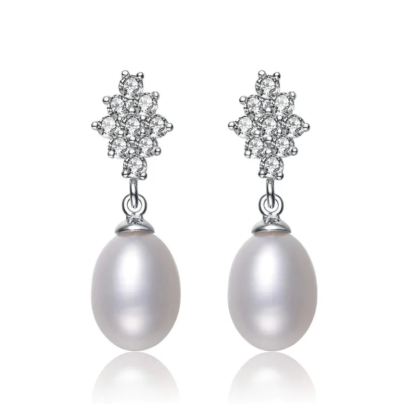 GENEVIVE Sterling Silver Pearl Drop Earrings Size 0.8