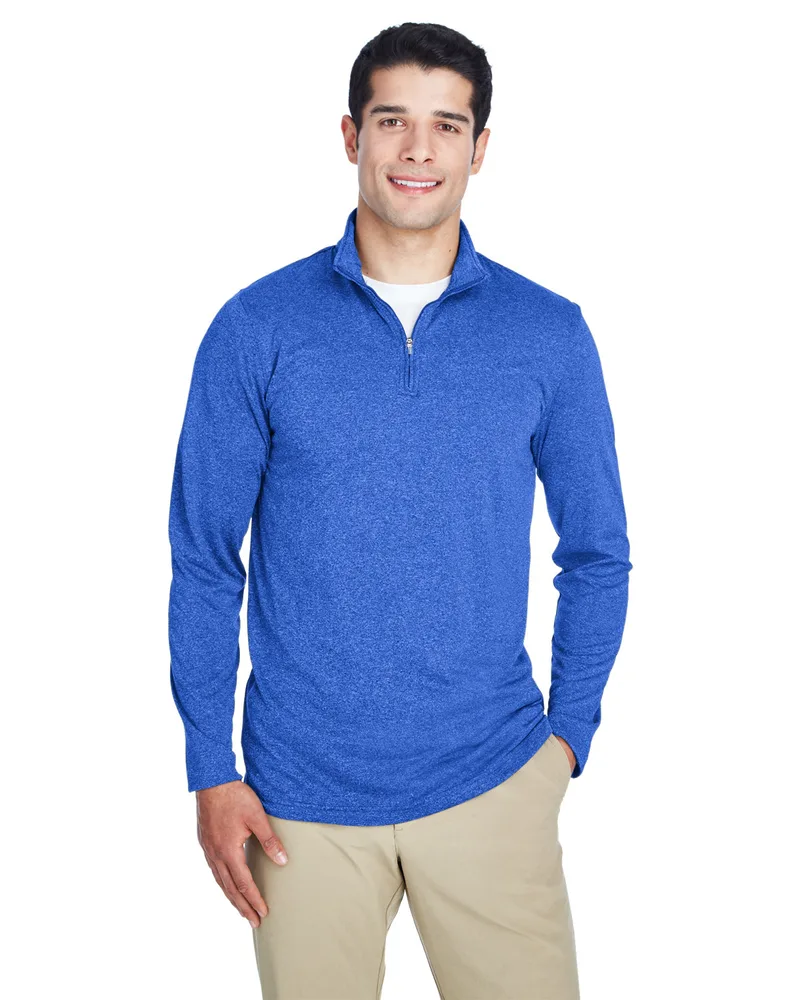 ULTRACLUB Men's Cool & Dry Heathered Performance Quarter-Zip view 5