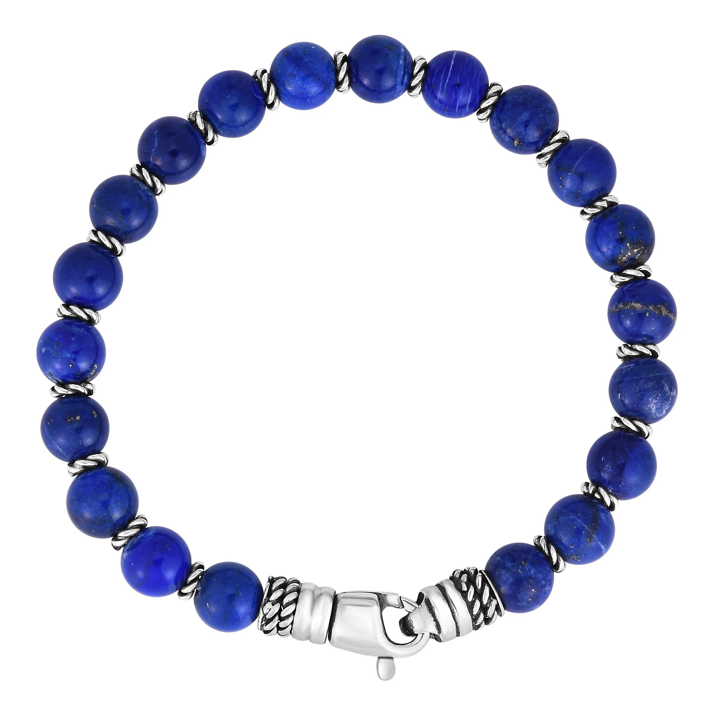 Jilco Inc Sterling Silver And Lapis Bead Bracelet