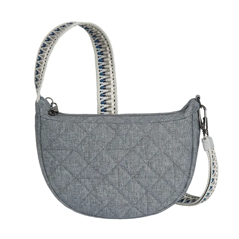 Travelon Boho Anti-Theft Crescent Crossbody Geo Gray Heather