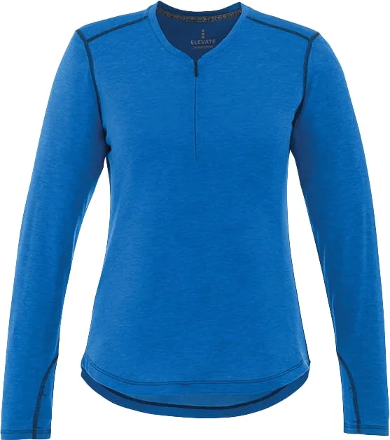 Women's QUADRA Long Sleeve Performance Quarter Zip Tee Shirt with Thumb Holes view 2