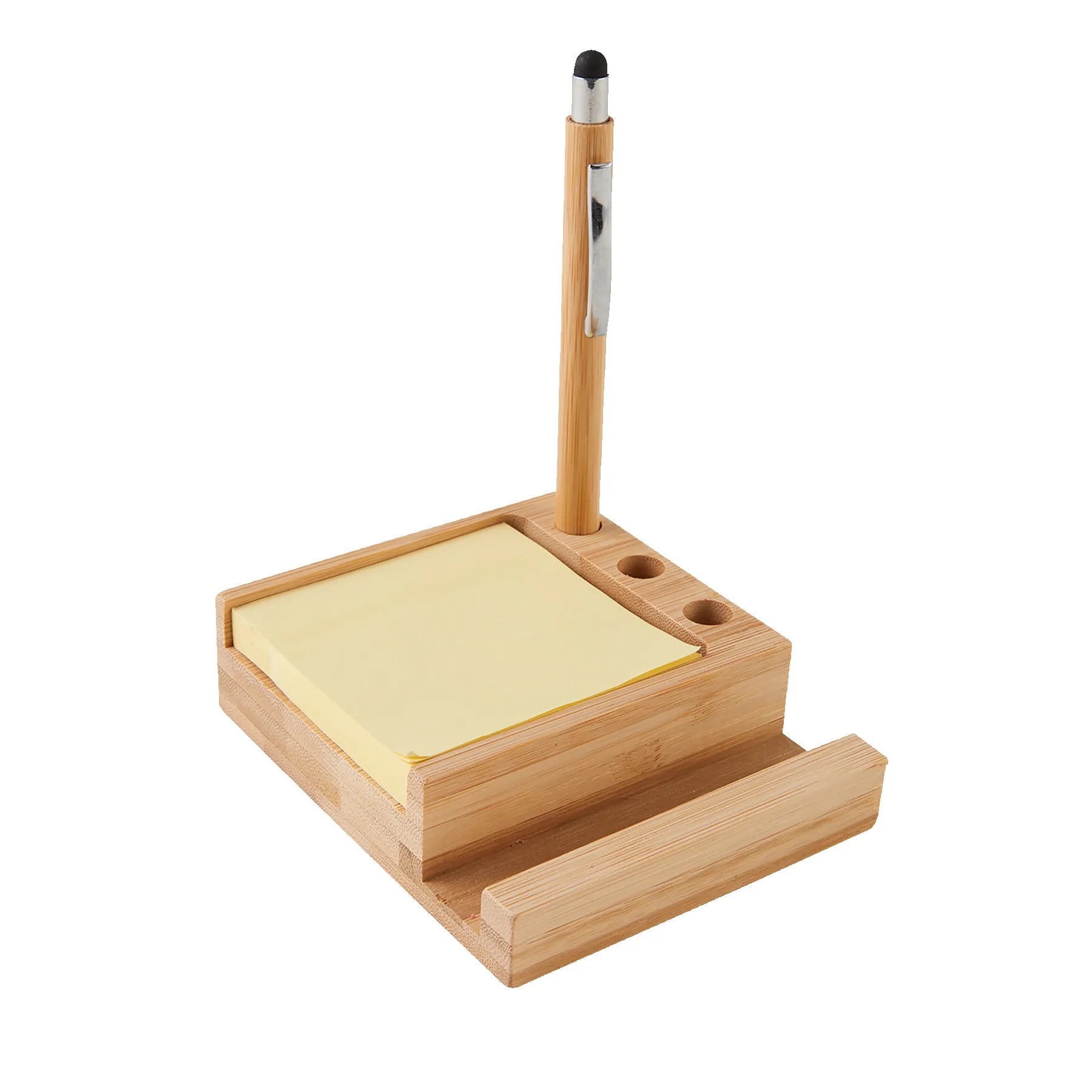 Bamboo Desk Organizer w/Phone Holder view 2