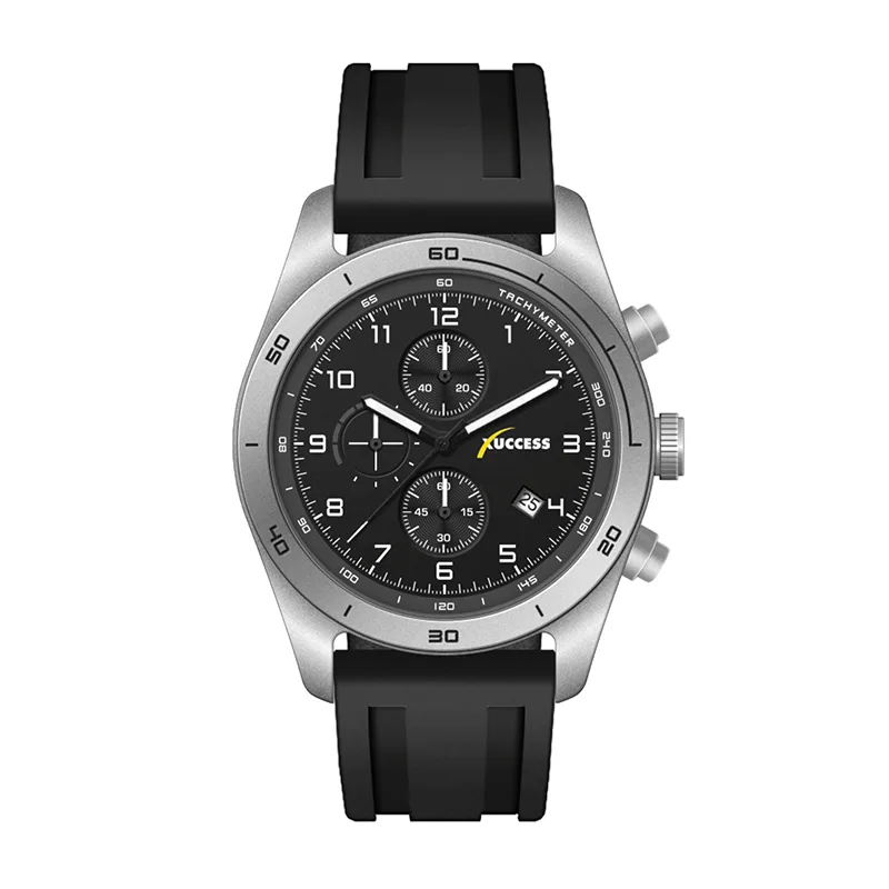 Wc6502 42mm Steel Matte Silver Case, Chronograph Mvmt, Black Dial, Dte Display, Silicone Strap, Flat