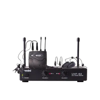 Gemini Uhf Dual Wireless Headset/Lavalier Microphone System - Black