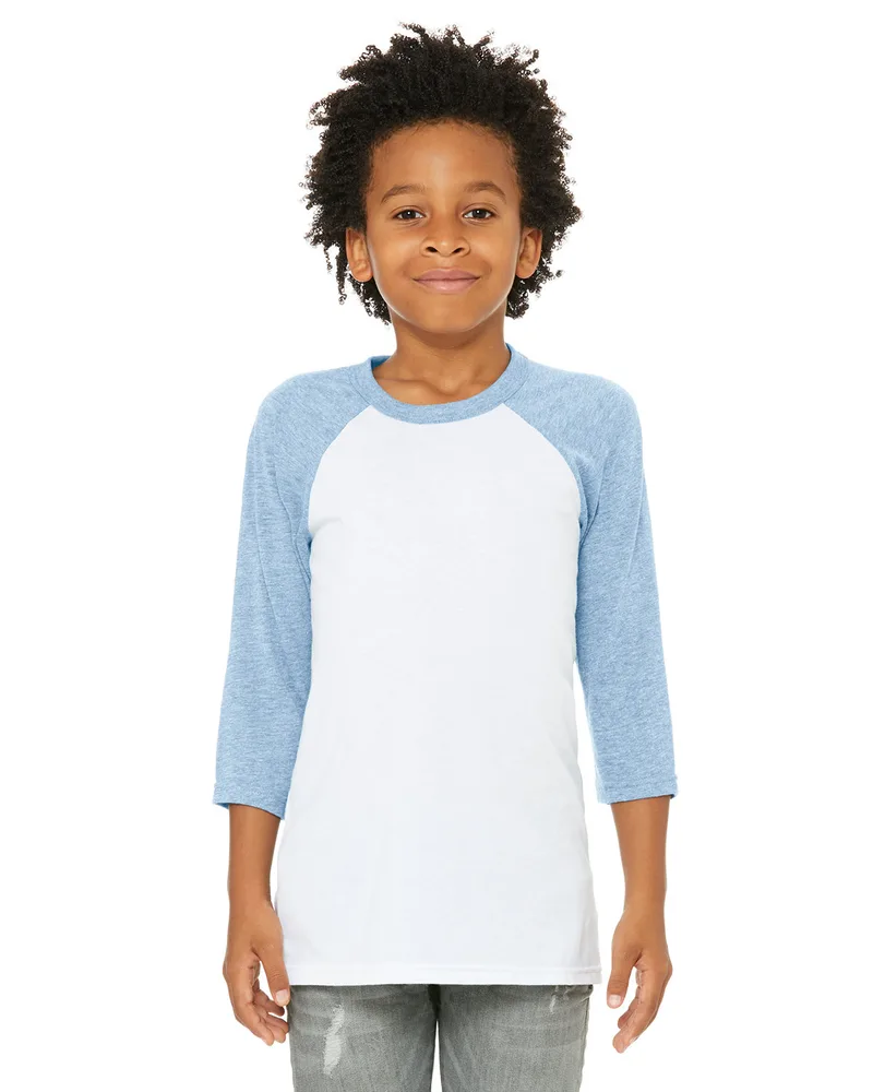 BELLA+CANVAS Youth Three-Quarter Sleeve Baseball T-Shirt view 2