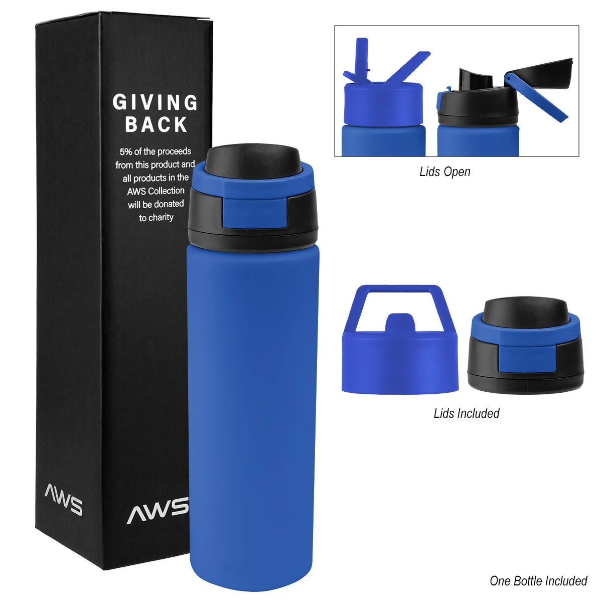 Aws 24 Oz. Pop Sip Recycled Stainless Steel Bottle Kit view 3