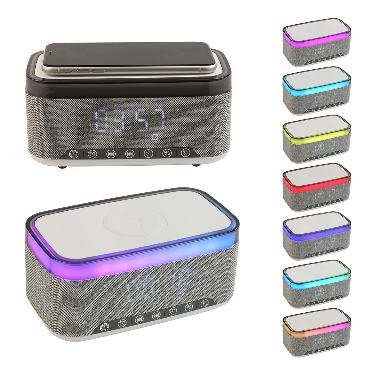 Sunset 20W Stereo Speaker with White Noise, Clock, Radio, and 15W Wireless view 2
