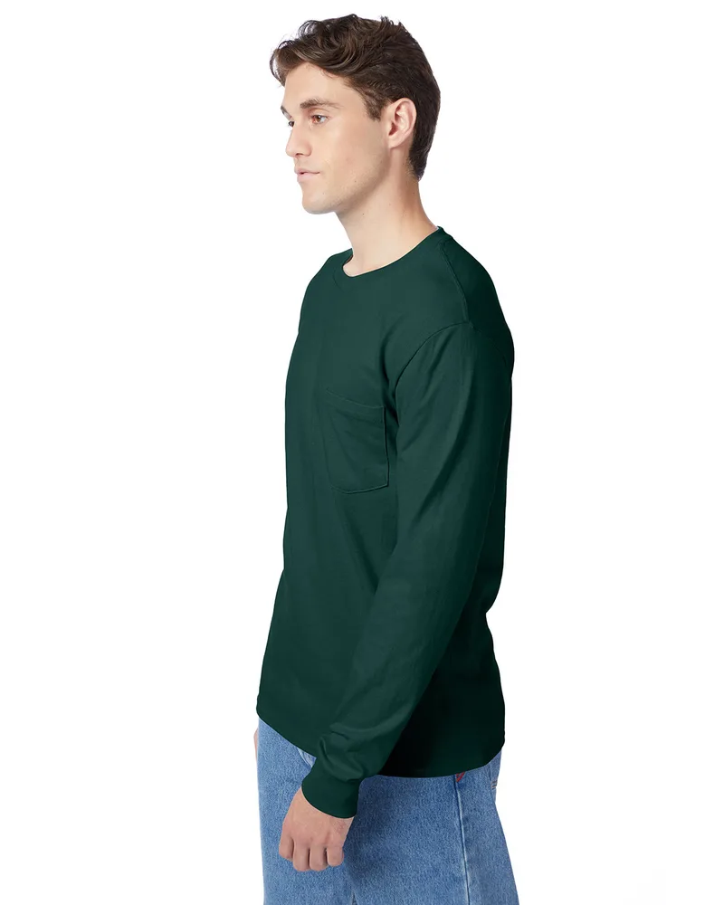 Hanes Printables Men's Authentic-T Long-Sleeve Pocket T-Shirt view 2