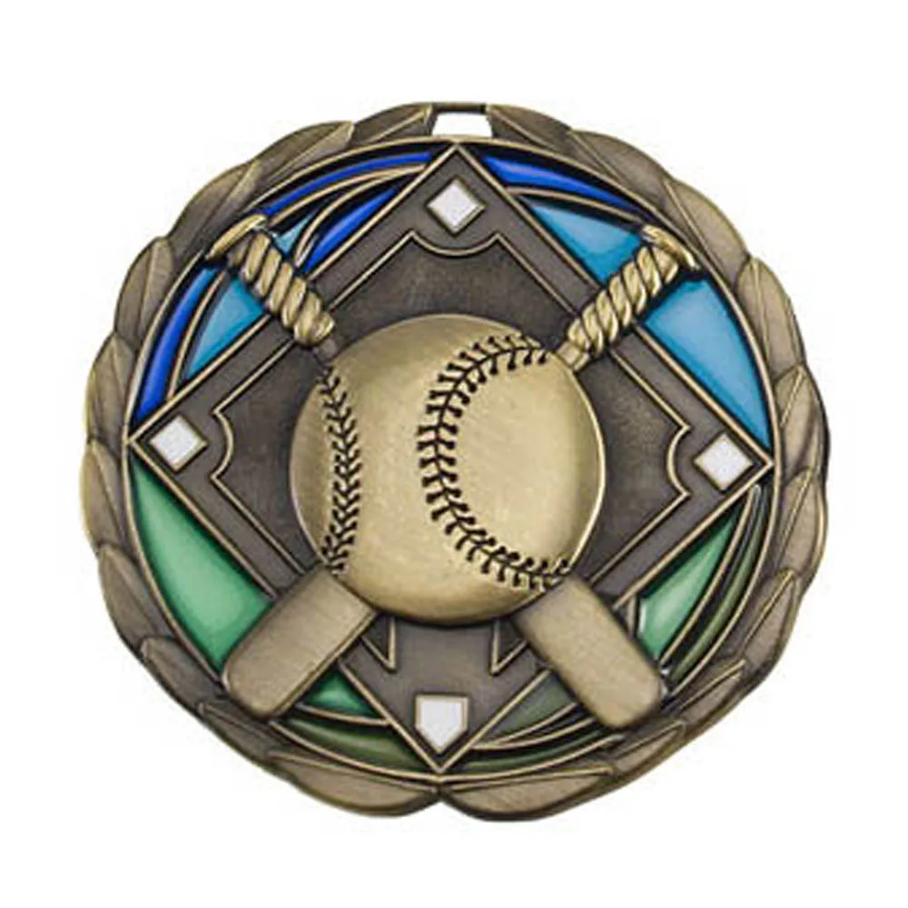 Antique Baseball Color Epoxy Medallion (2-1/2")