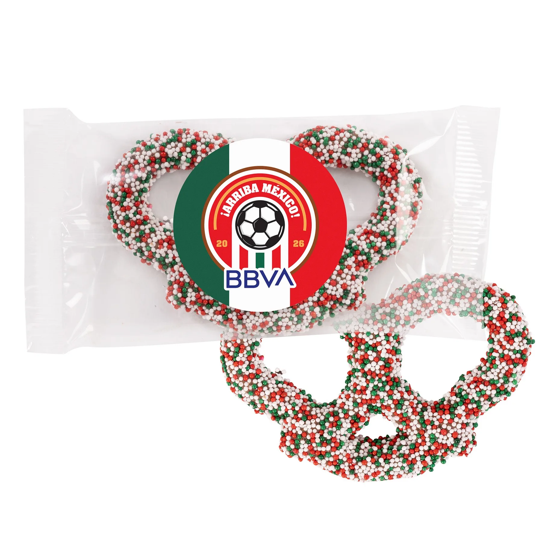Milk Chocolate 3 Ring Pretzels-Red, White & Green view 5