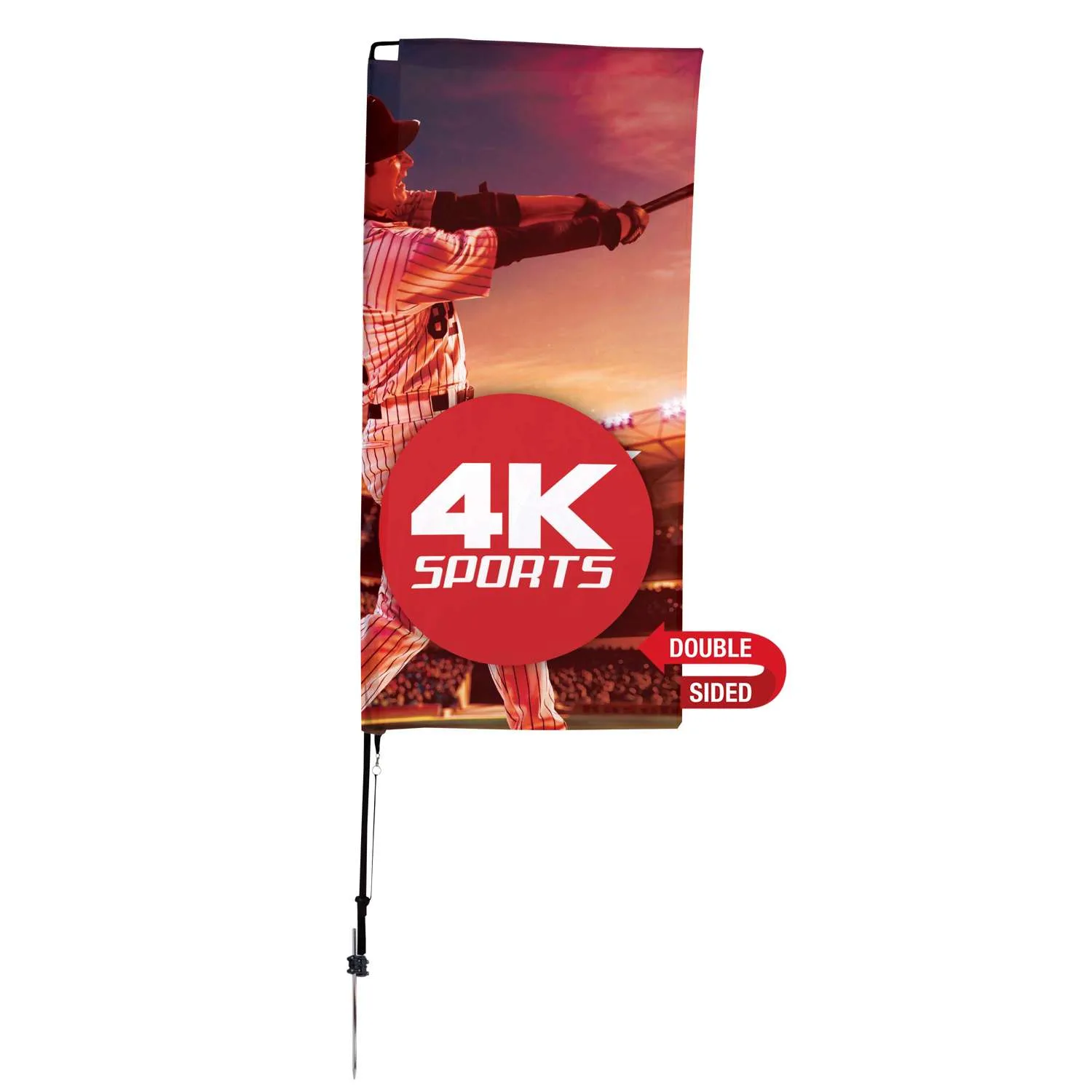 7' Streamline Rectangle Sail Sign Flag, 2-Sided, Spike