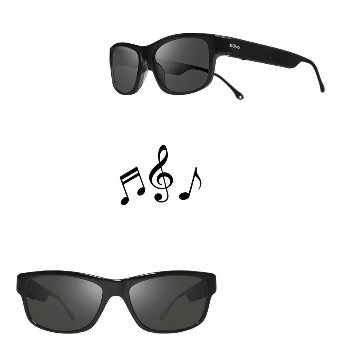 Revo Sunglasses Sonic 2 Sporty Frame Sunglasses w/Audio Capabilities - Black