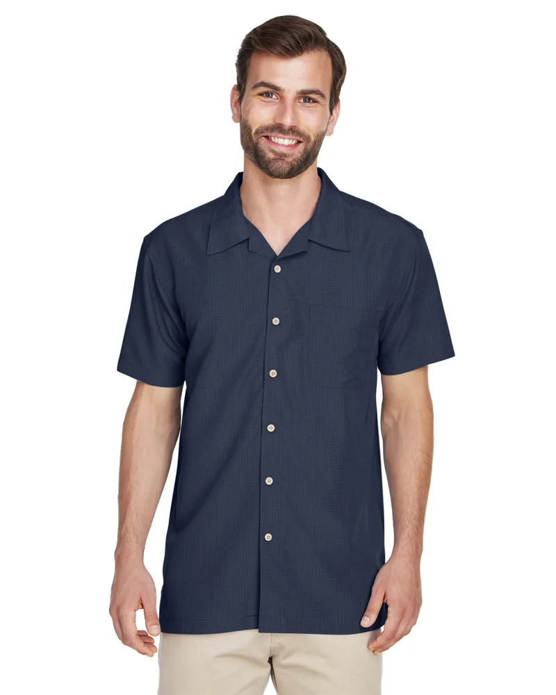 Harriton Men's Barbados Textured Camp Shirt view 5