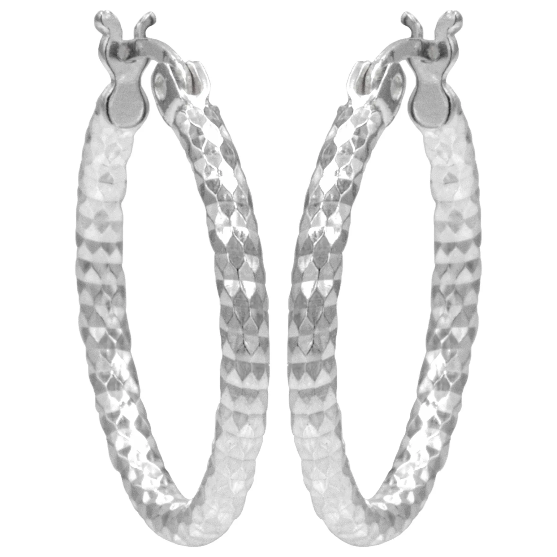 Antwerp Sterling Silver Diamond Cut Hoop Earrings
