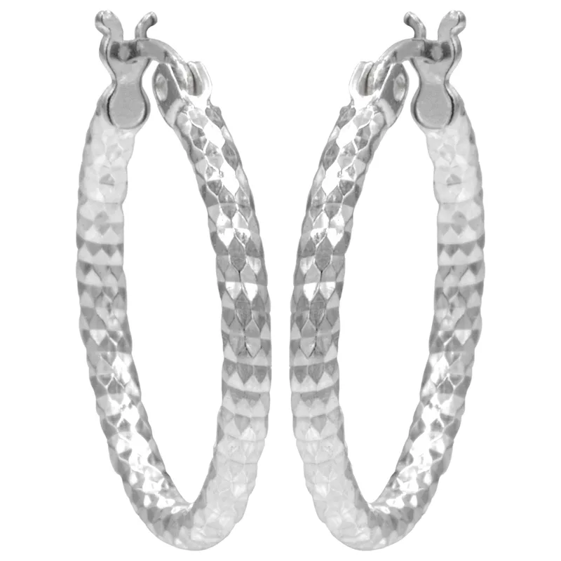 Antwerp Sterling Silver Diamond Cut Hoop Earrings