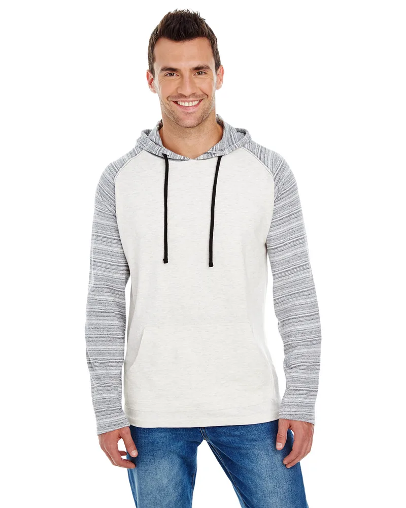 Burnside Adult Raglan Sleeve Striped Jersey Hooded T-Shirt view 3