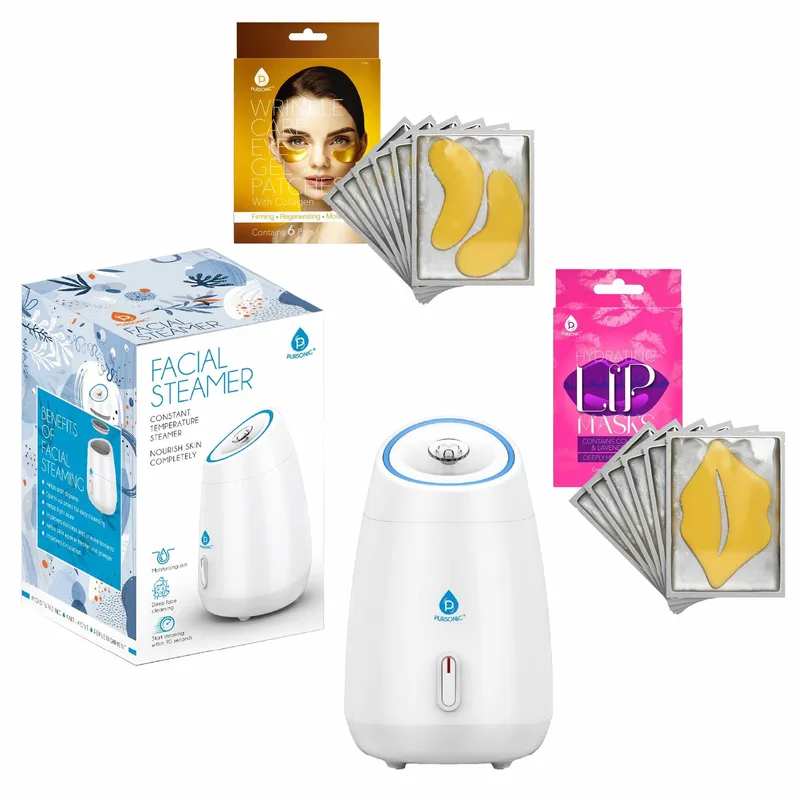 Pursonic Deluxe Facial Steamer w/6 Soothing Eye Masks & 6 Nourishing Lip Masks