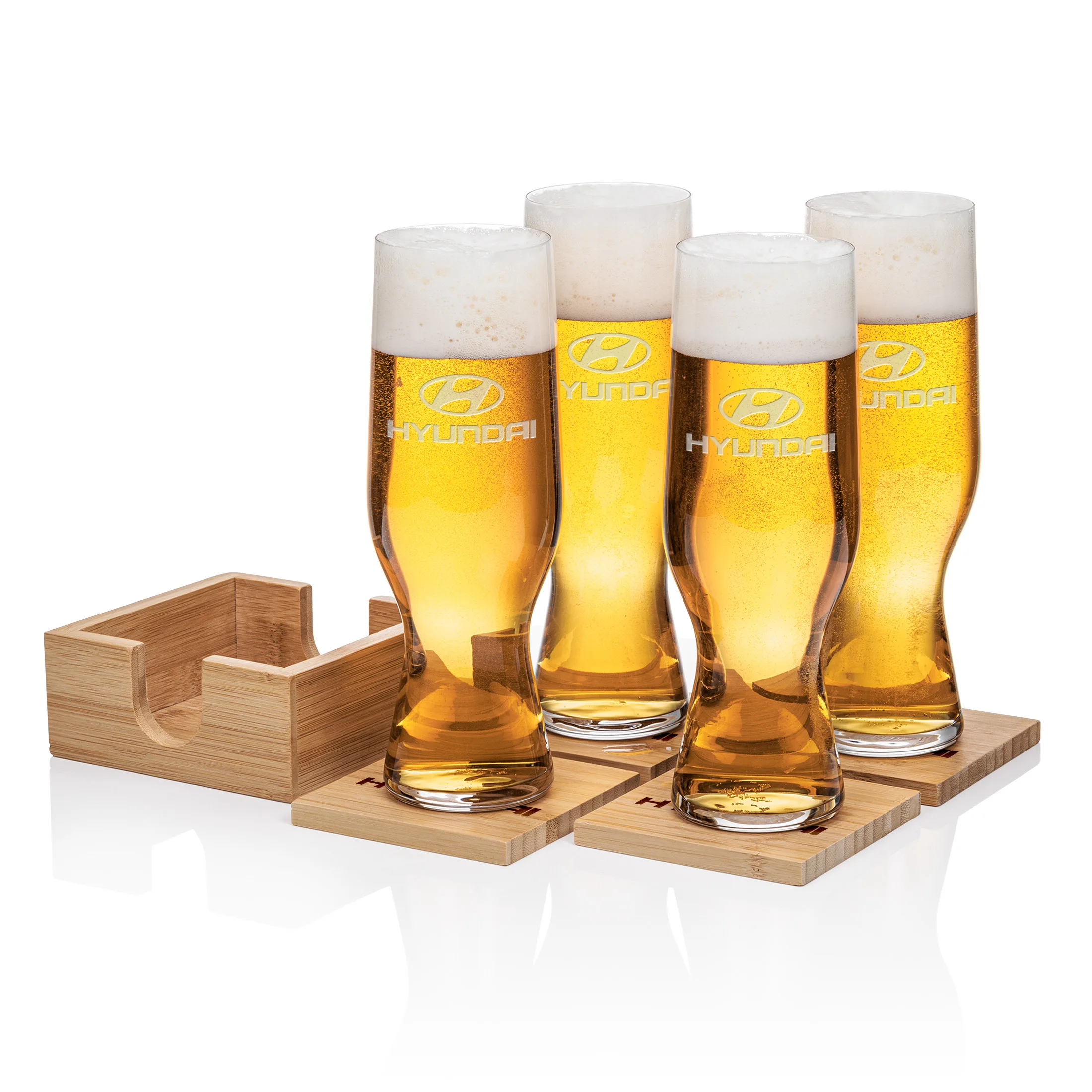 Bamboo Coaster Set, Laser Engraving
