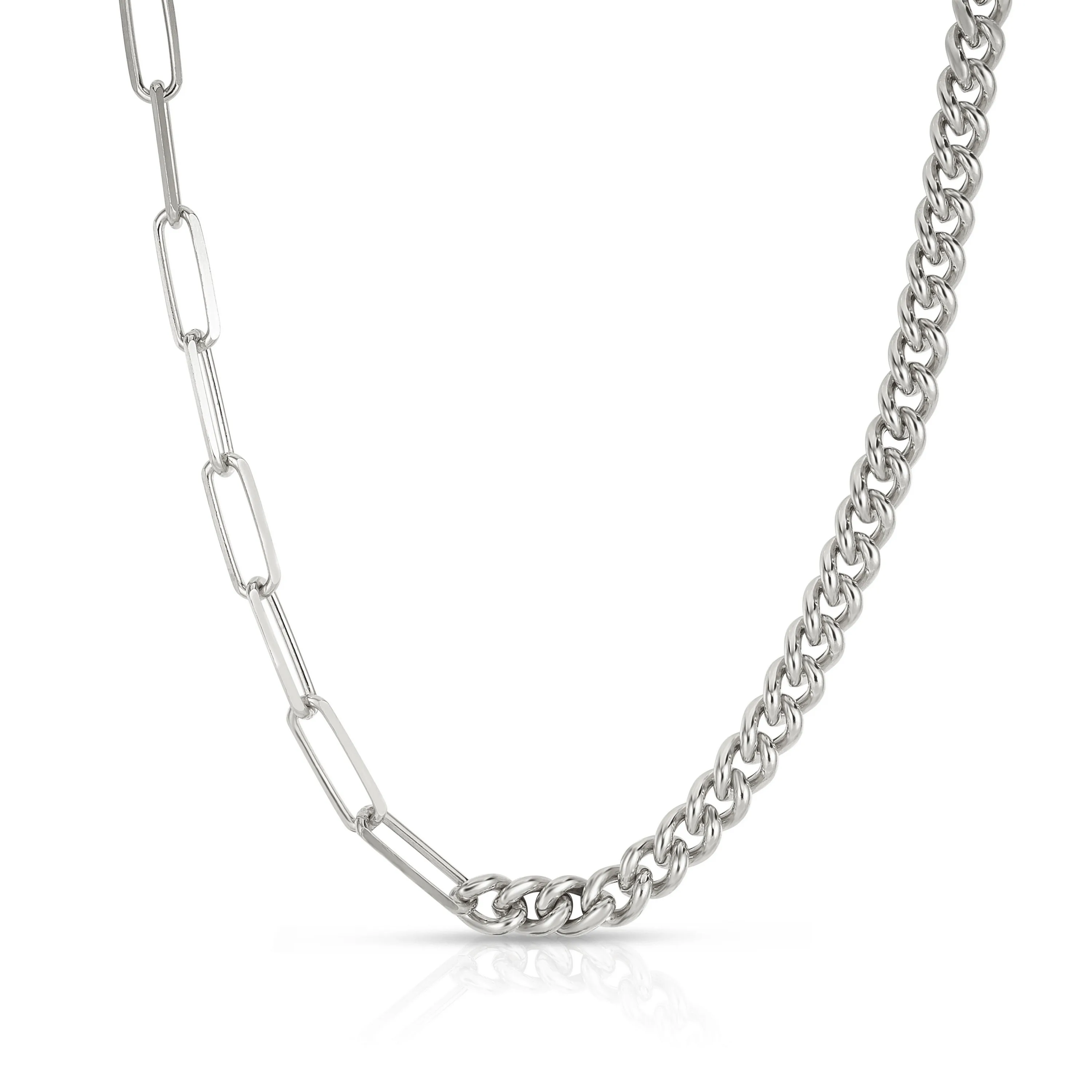 Jilco Inc Curb And Paperclip Necklace - Sterling Silver